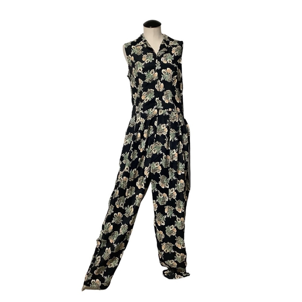 PHOOL Floral Sleeveless Button Down Pocket Jumpsuit Size M